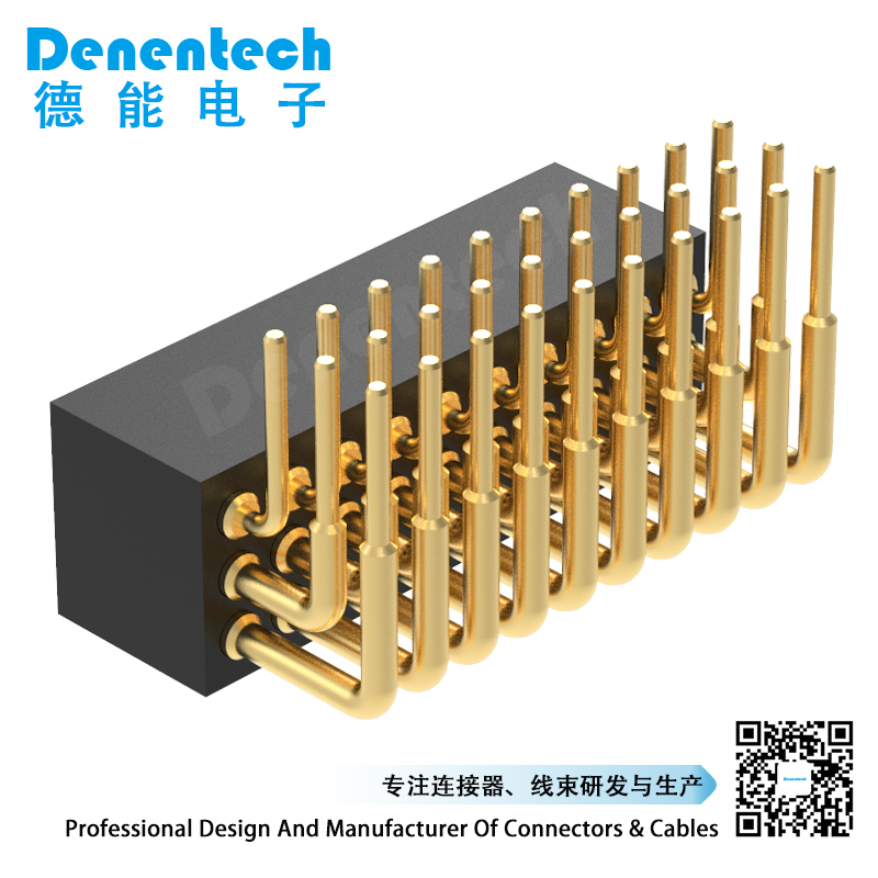 Denentech hot sale 2.0MM H1.27MM triple row male straight SMT pogo pin connector